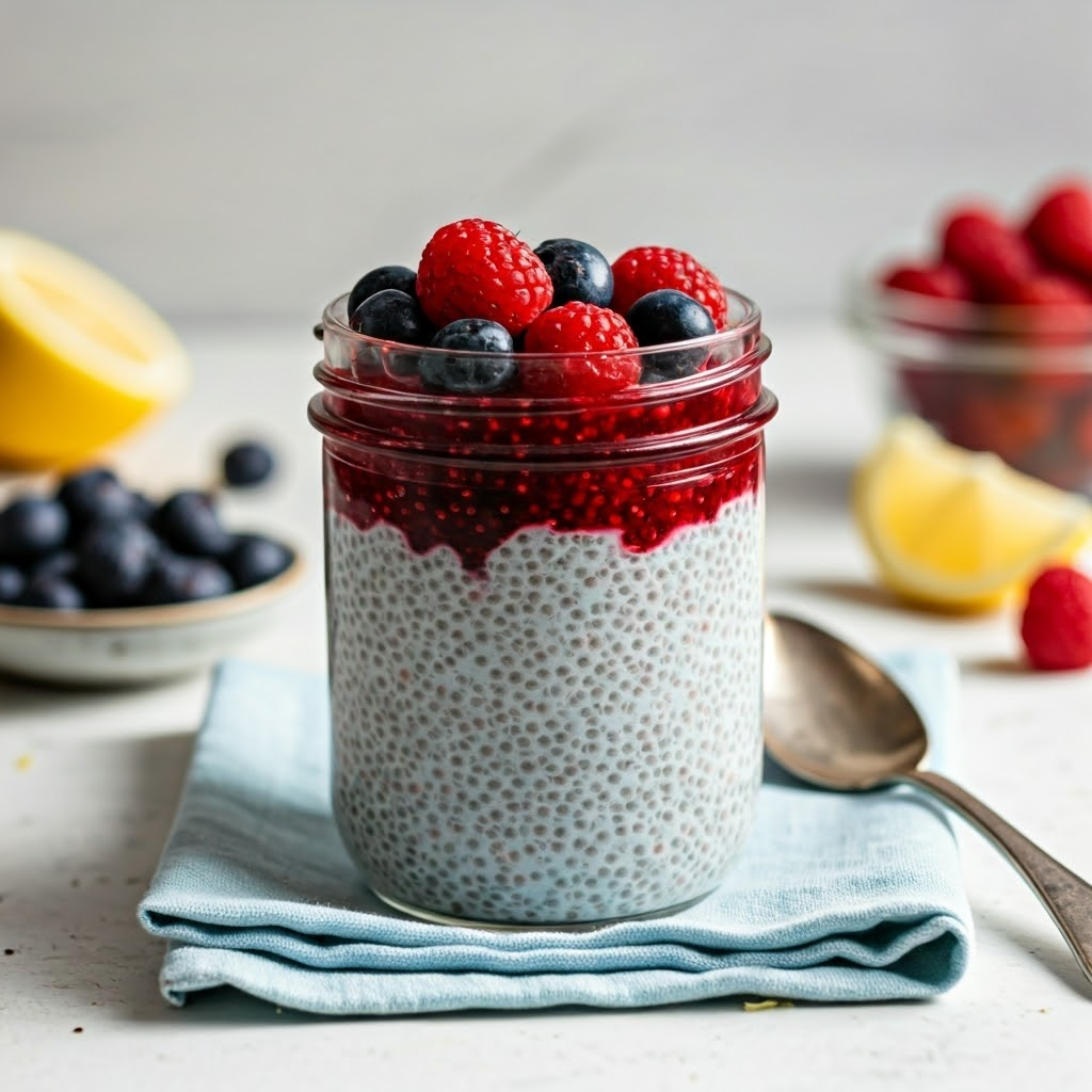 Chia Coconut Pudding Berry Compote