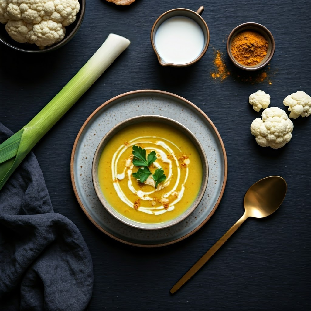 Curried Cauliflower Leek Soup