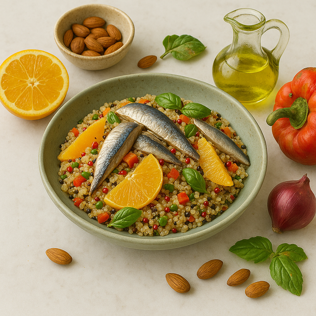 Quinoa Sardine Salad Citrus Vinaigrette