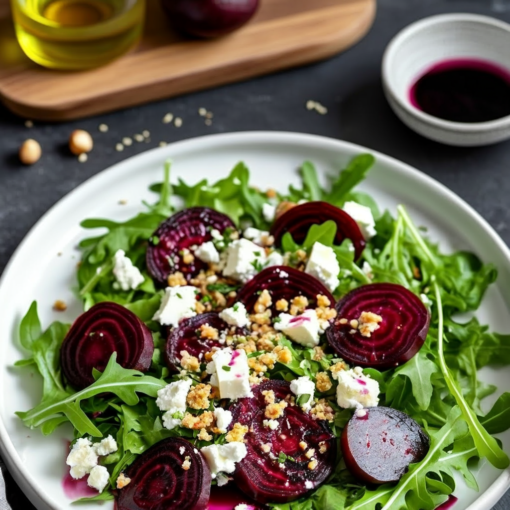 Roasted Beetroot Goat Cheese Salad Hazelnut Crunch