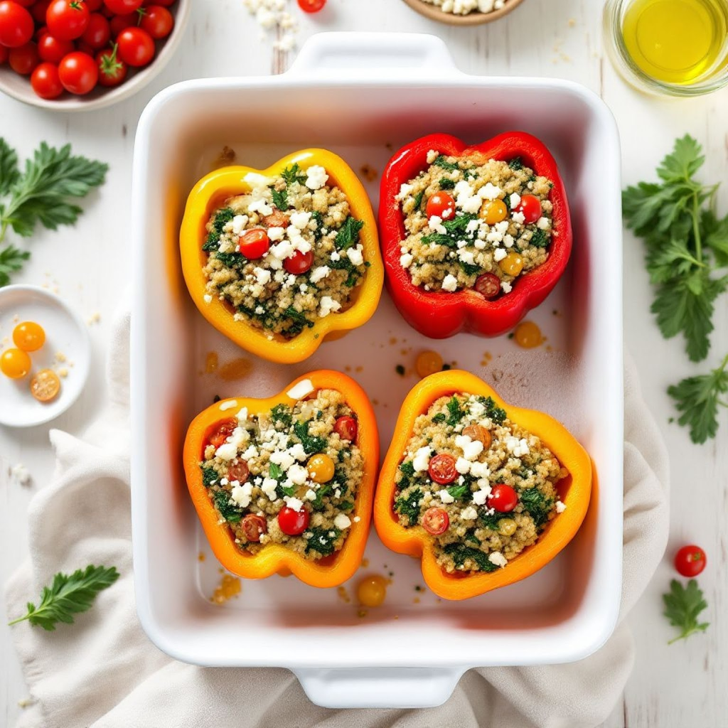 Quinoa Kale Stuffed Bell Peppers