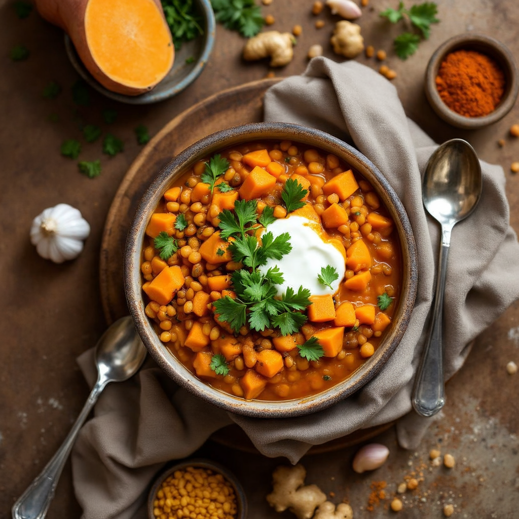 Spiced Lentil Sweet Potato Stew