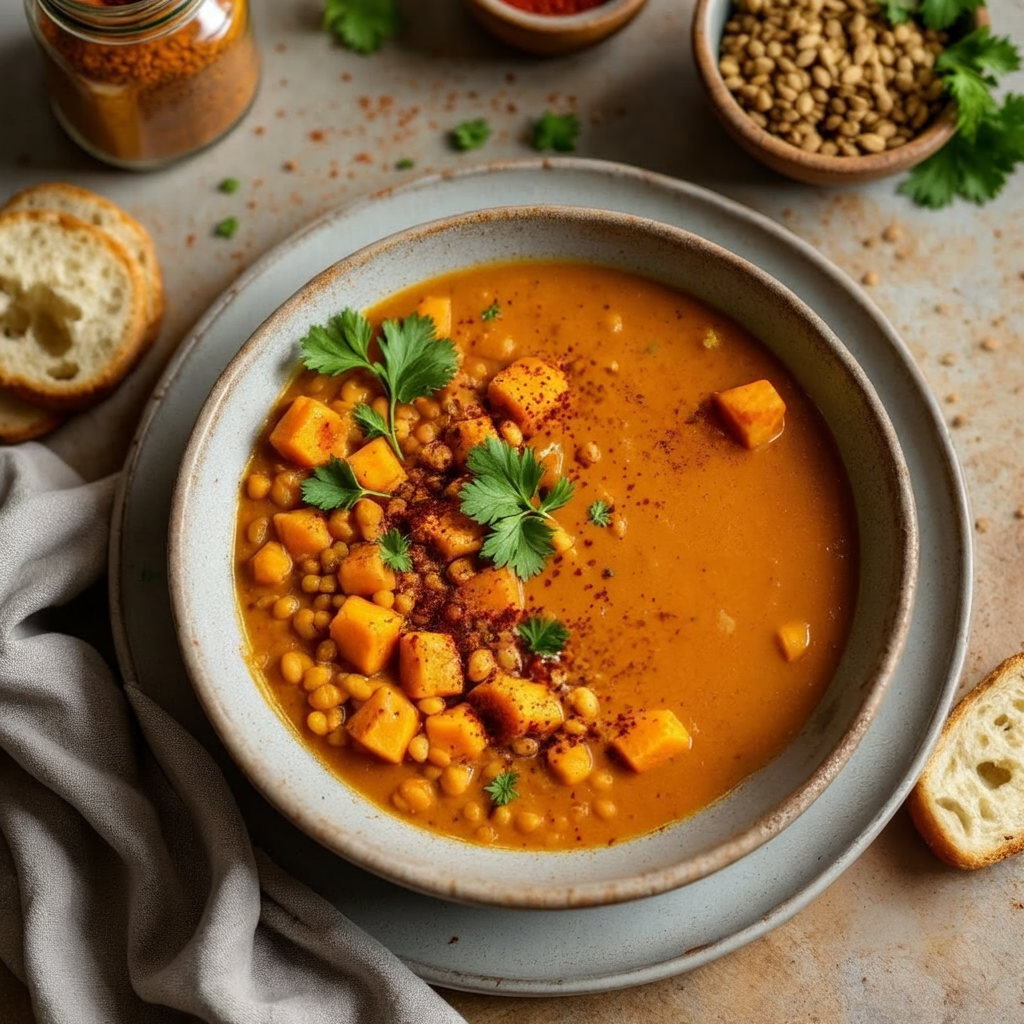 Spiced Lentil Sweet Potato Soup