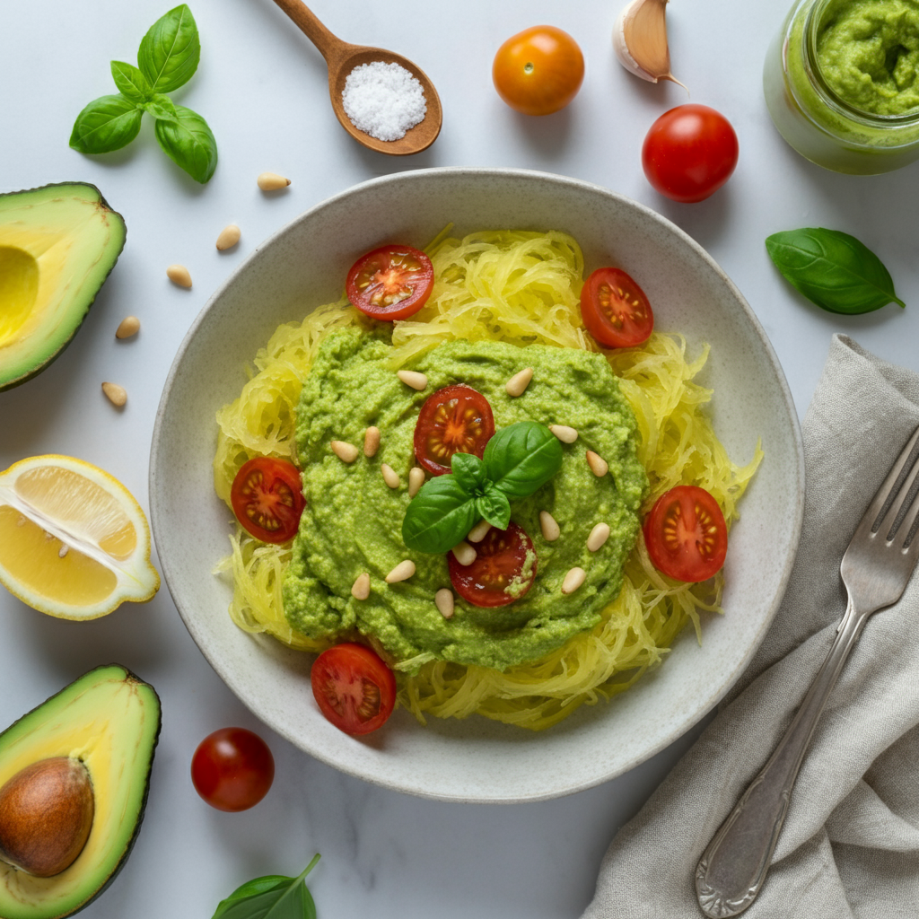 Spaghetti Squash Avocado Pesto
