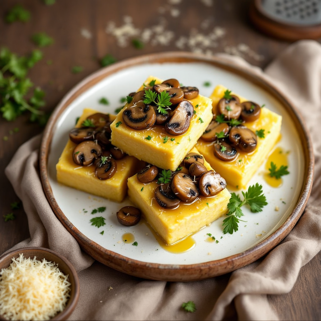 Herbed Mushroom Polenta Squares