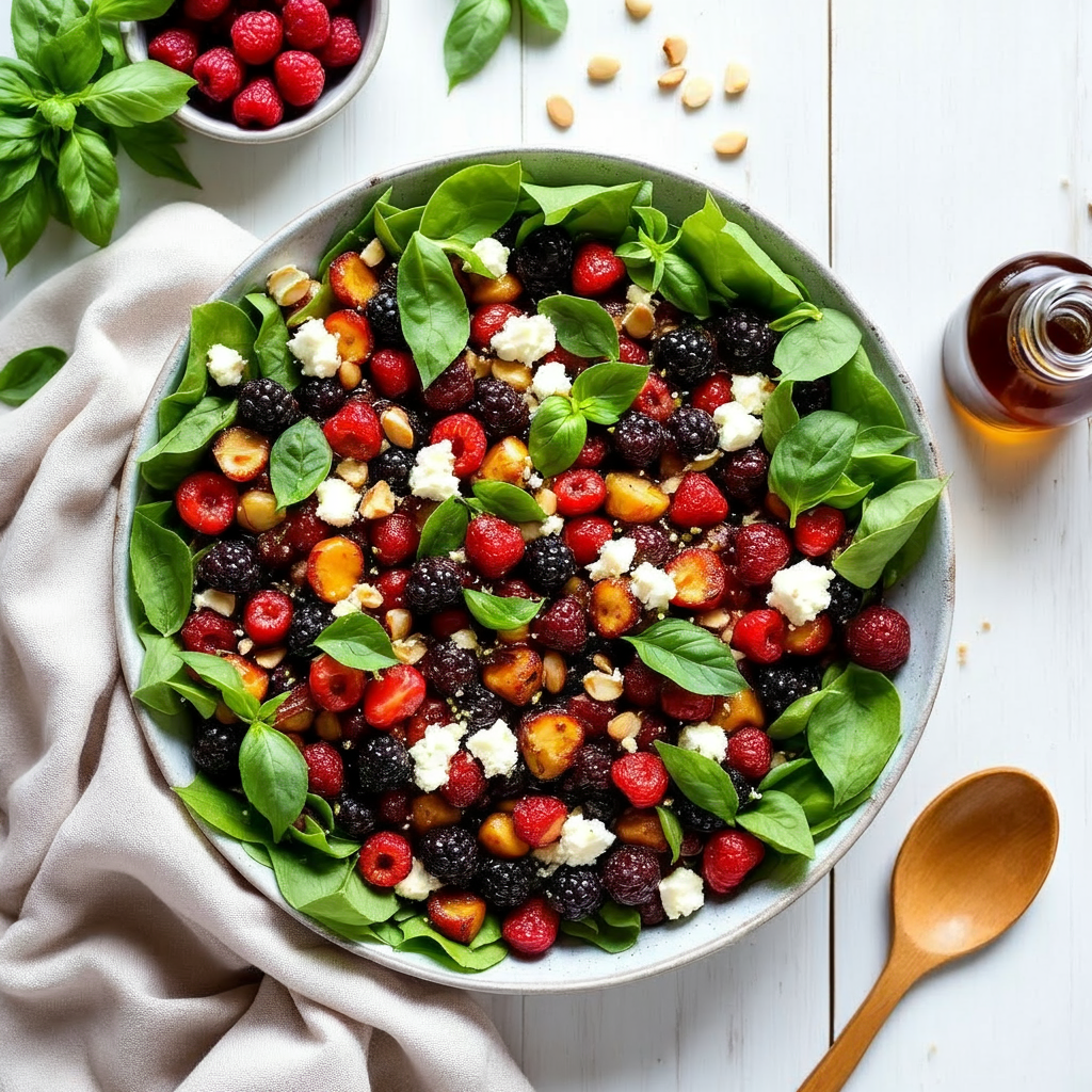 Roasted Berry Basil Salad