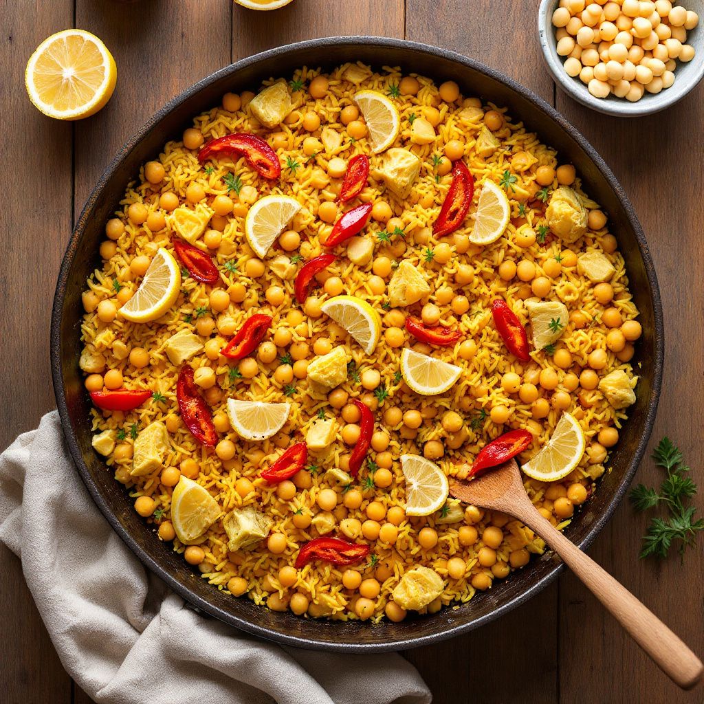 Chickpea Artichoke Heart Paella