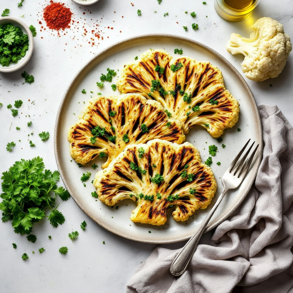 Cauliflower Steaks Chimichurri Sauce
