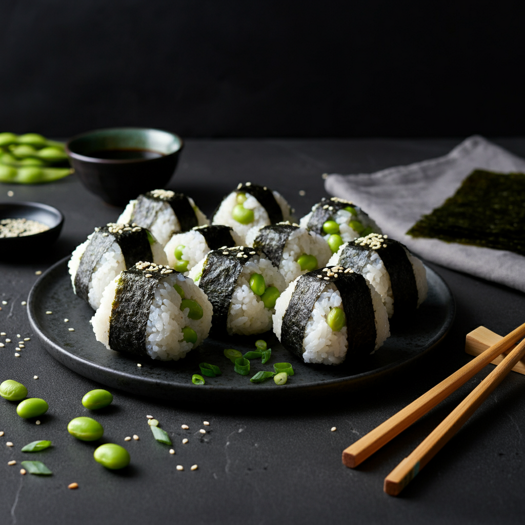 Edamame Seaweed Rice Balls