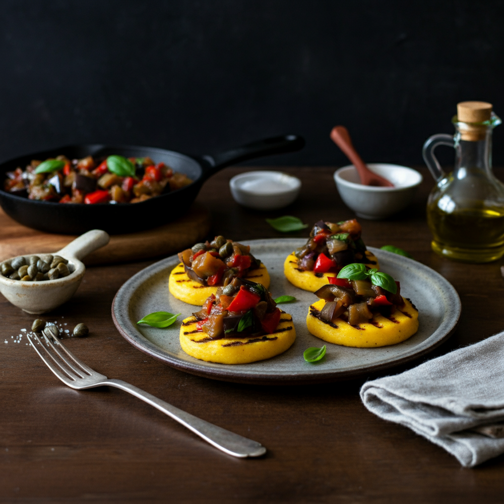 Eggplant Caponata Grilled Polenta